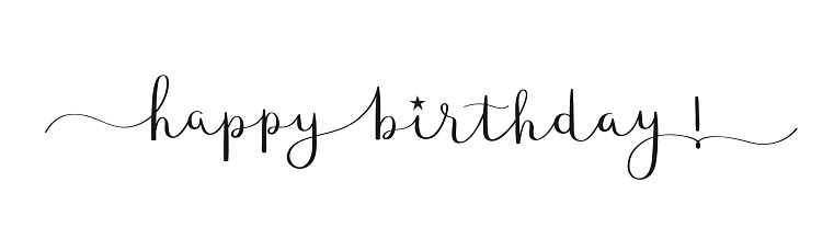 HAPPY BIRTHDAY! black vector brush calligraphy banner with swashes