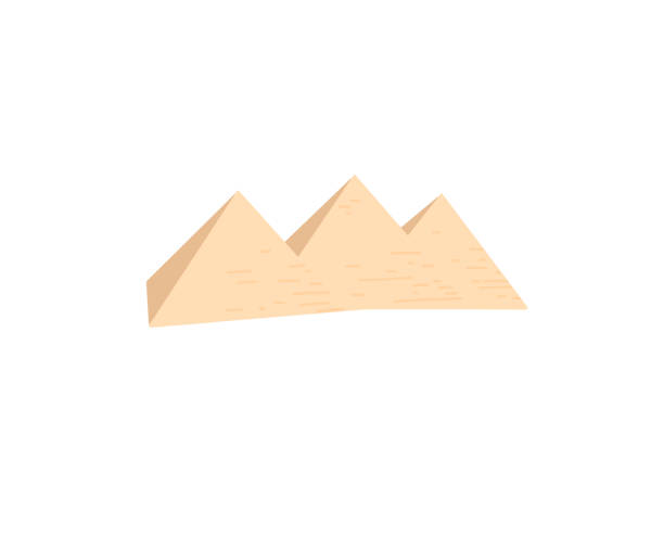 Three pyramids in Giza - Cheops, Khafre and Menkaure Three pyramids in Giza - Cheops, Khafre and Menkaure, Egypt, Cairo, modern icon vector illustration pyramid of mycerinus stock illustrations