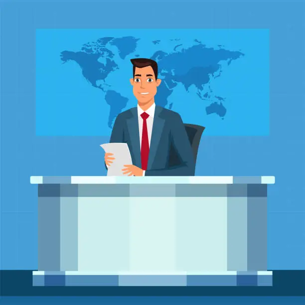 Vector illustration of TV broadcasting presenter vector illustration