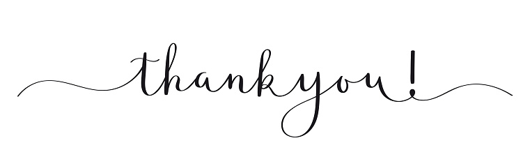 THANK YOU! black vector brush calligraphy banner with swashes