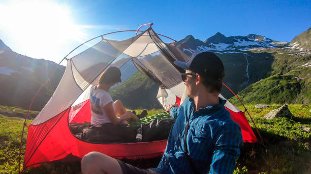 istock Schladming - A couple camping in the wilderness 1182469283