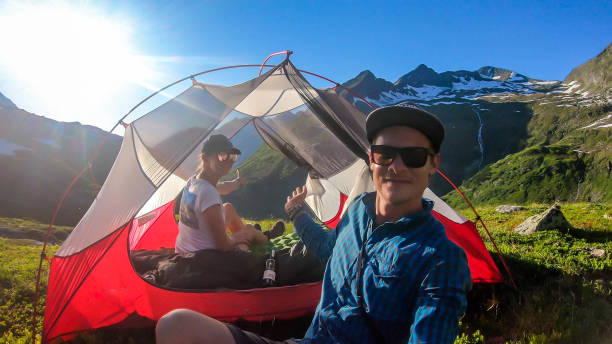 istock Schladming - A couple camping in the wilderness 1182469323