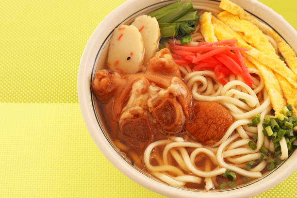 Delicious Okinawa soba noodle with pettitoes