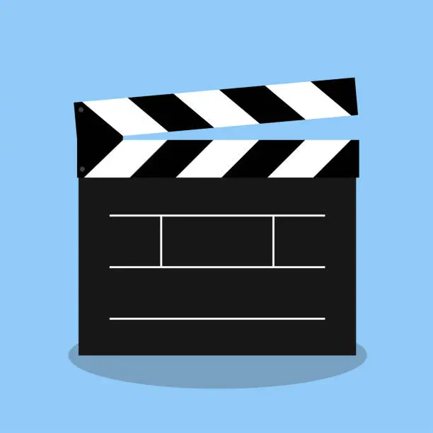 Vector illustration of Movie scene. Black cinema clapper. Cinema. Vector illustration