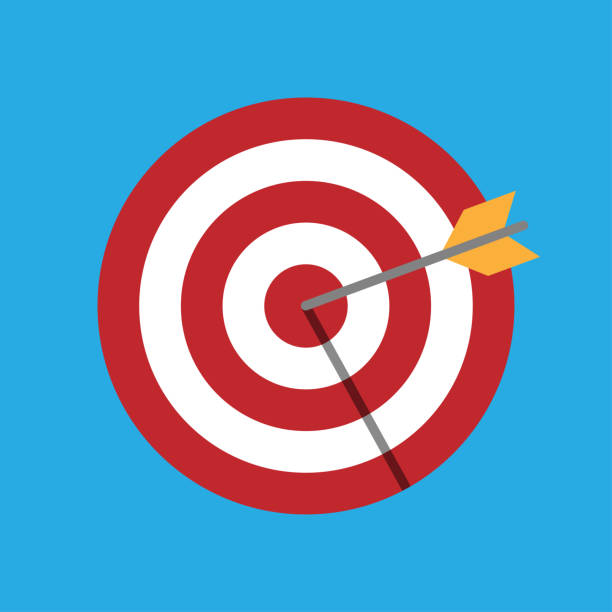 strzałka uderza w cel. rzutki. wektor - dartboard performance solution target stock illustrations