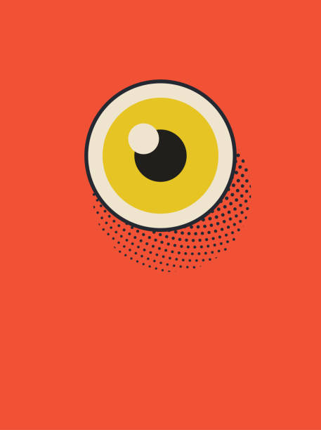 Eye poster illustration Vector illustration of a poster depicting a wide open eye, a watcher, a vigilante. Design element great as a background, wallpaper, landing page, book cover, illustration for the media and news blogs, social media platforms and a wide array of design projects. The illustration has a vintage style, a pop art touch and a soft half tone texture. half tone illustrations stock illustrations