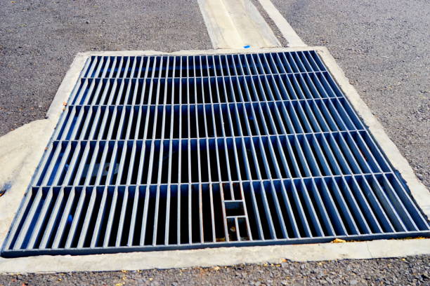 Sewer, Drainage, Metal Grate, Flooring, Concrete
