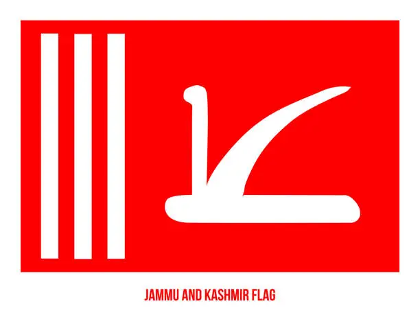 Vector illustration of Jammu and Kashmir Flag Vector Illustration on White Background. Official State Flag Of India.