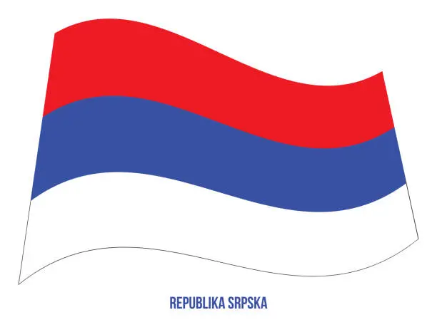 Vector illustration of Republika Srpska Flag Waving Vector Illustration on White Background. Republika Srpska National Flag