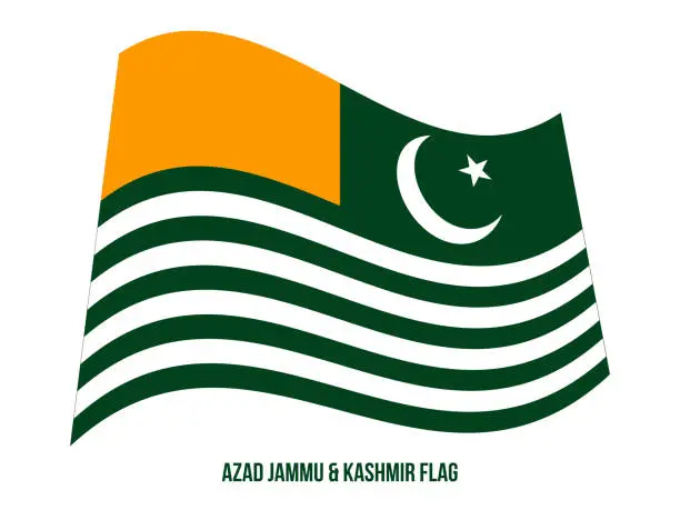 Vector illustration of Azad Jammu and Kashmir Flag Waving Vector Illustration on White Background. Territory of Pakistan.