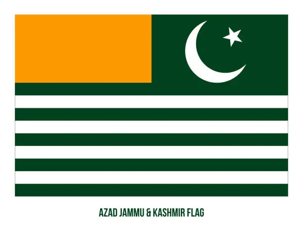 Vector illustration of Azad Jammu and Kashmir Flag Vector Illustration on White Background. Territory of Pakistan.