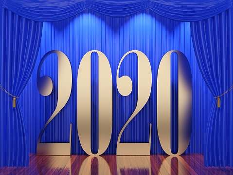 New year 2020,3d rendering of 2020 on stage