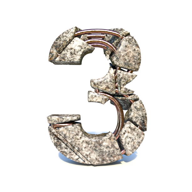 istock Concrete fracture font Number 3 THREE 3D 1182479359