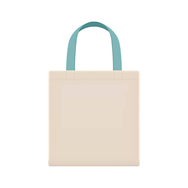 illustrations, cliparts, dessins animés et icônes de sacs en tissu écologique blanc ou coton sacs en tissu de fil, sac en tissu avec poignée courroie pastel bleu, modèle de sac écologique pour la conception graphique dans la campagne pour réduire les déchets à l'aide de sacs en plastique - handle