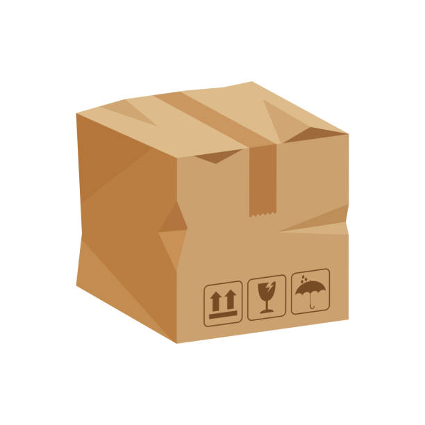 поврежденные ящики ящика 3d, сломанная ка�ртонная коробка коричневого цвета, картонные коробки плоского стиля, упаковочный груз, изометриче� - box white stack white background stock illustrations