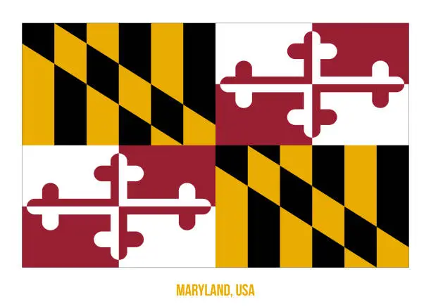Vector illustration of Maryland Flag Vector Illustration on White Background. USA State Flag
