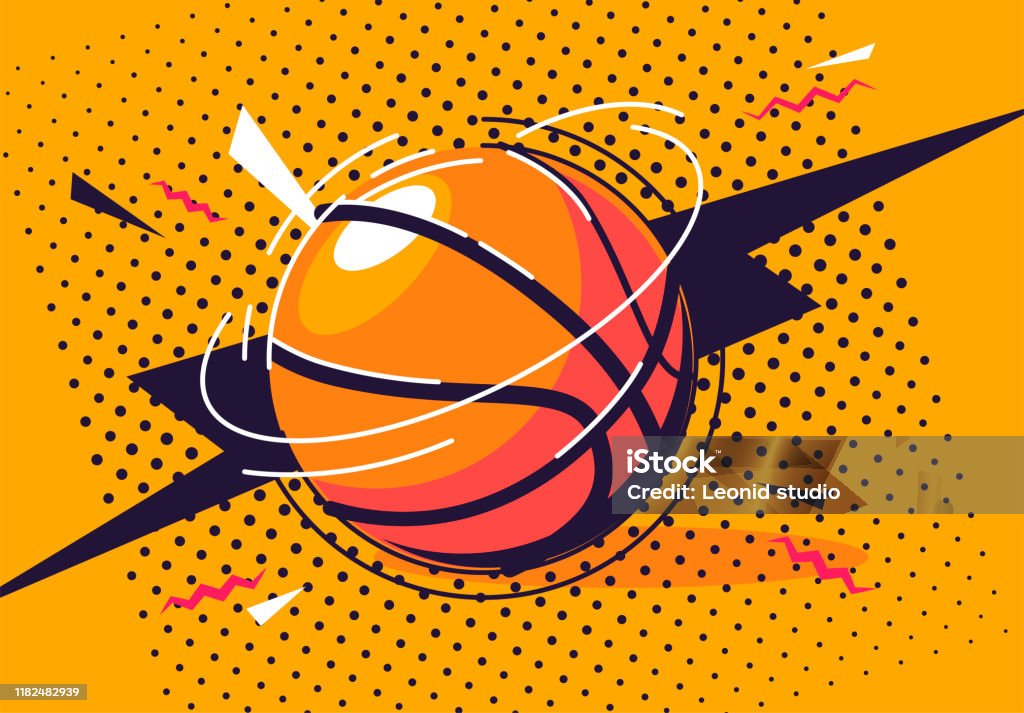 vector illustration of a basketball in pop art style - Royalty-free Basquetebol arte vetorial