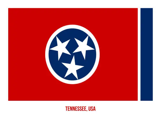 Vector illustration of Tennessee Flag Vector Illustration on White Background. USA State Flag