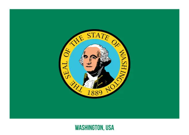 Vector illustration of Washington Flag Vector Illustration on White Background. USA State Flag