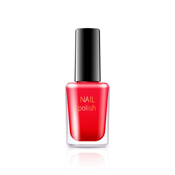 istock Vector illustration of a red nail polish. Isolated realistic glass bottle on white background 1182483694