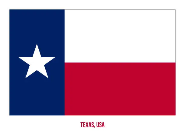 Vector illustration of Texas Flag Vector Illustration on White Background. USA State Flag