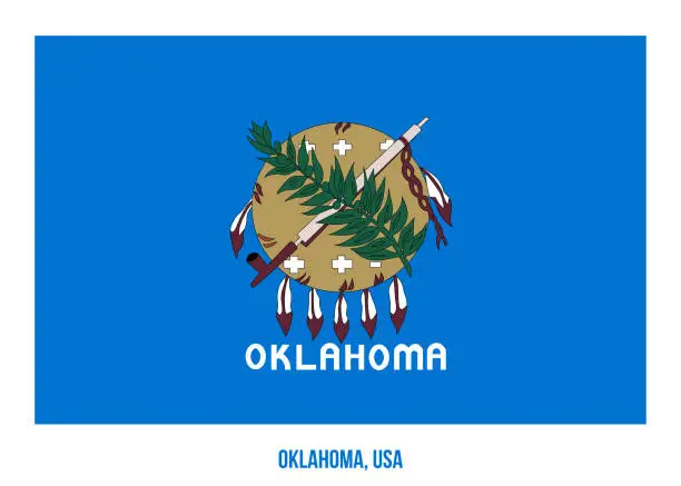 Vector illustration of Oklahoma Flag Vector Illustration on White Background. USA State Flag