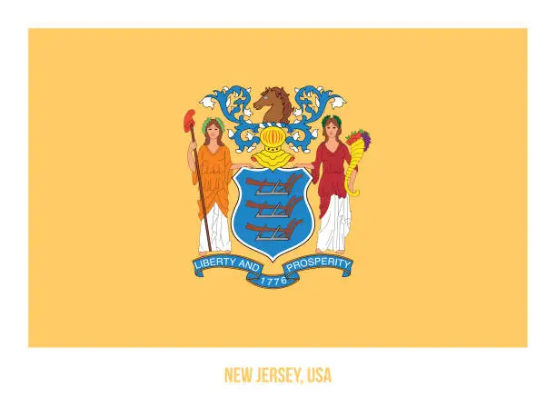 Vector illustration of New Jersey Flag Vector Illustration on White Background. USA State Flag