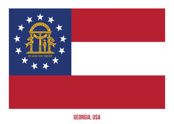 Georgia Flag Vector Illustration on White Background. USA State Flag Georgia (USA State) Flag Vector Illustration on White Background. Flag of the United States of America. georgia flag country stock illustrations