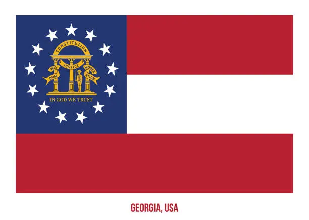 Vector illustration of Georgia Flag Vector Illustration on White Background. USA State Flag