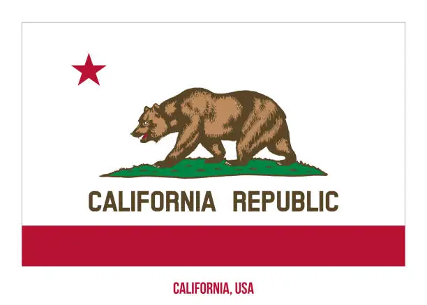 Vector illustration of California Flag Vector Illustration on White Background. USA State Flag