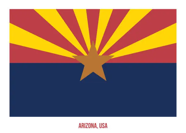 Vector illustration of Arizona Flag Vector Illustration on White Background. USA State Flag