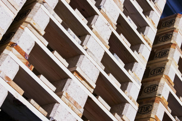 Wooden transport pallets as background