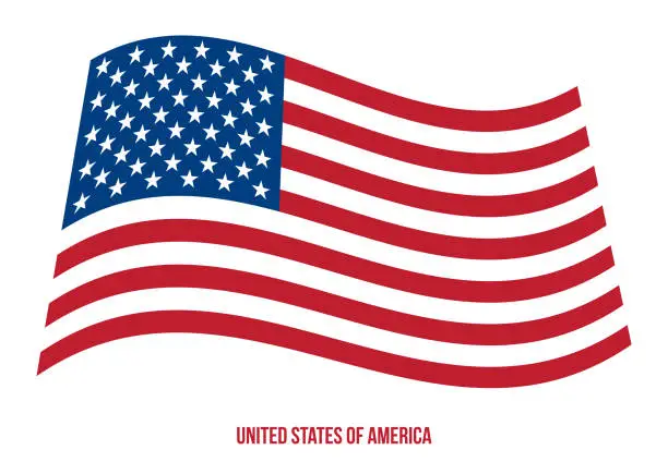 Vector illustration of United States of America Flag Waving Vector Illustration on White Background.