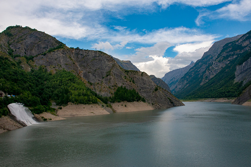 Lac du Chambon is a reservoir on the Romanche river in Isère, Rhône-Alpes, France