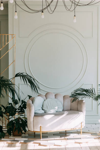 istock Interior decor in eco-style with greenery. Dried flowers and vegetation in a modern interior. 1182494152