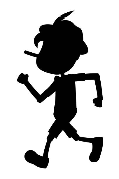 pinocchio silhouette vektor-illustration - pinocchio liar child dishonesty stock-grafiken, -clipart, -cartoons und -symbole