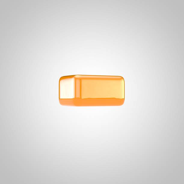 Orange 3d minus symbol isolated on white background. Shiny glossy font.