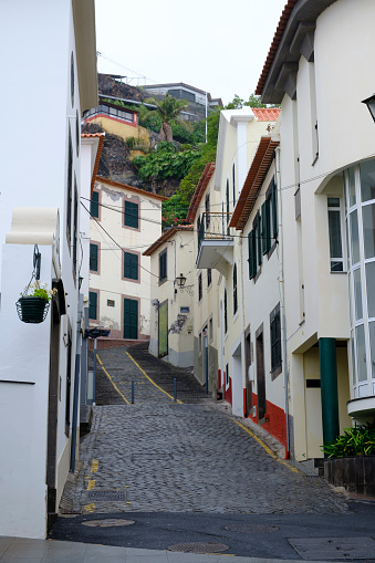 Street scene on Madeira island in the town of Ponta do Sol on the South coast during a beautiful summer day.