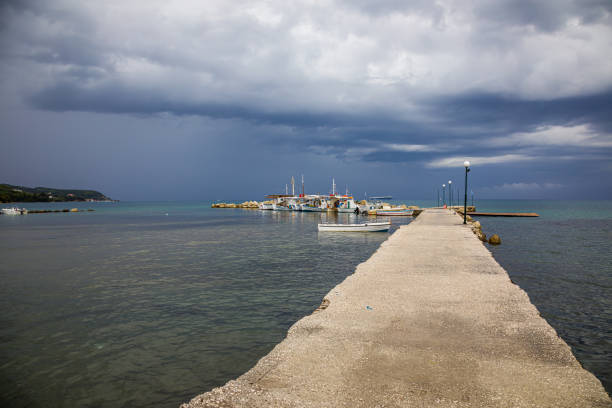 View from Perivoli harbor on Corfu island, Greece