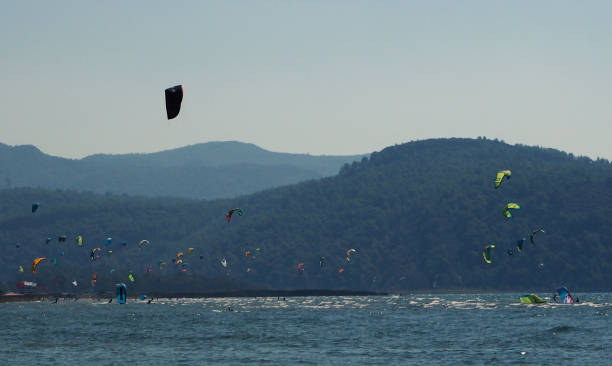 istock Akyaka town beach and moored ships in port 1182510829