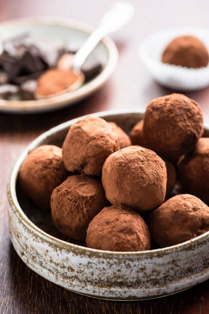 istock Chocolate truffles coated in cocoa powder 1182512705