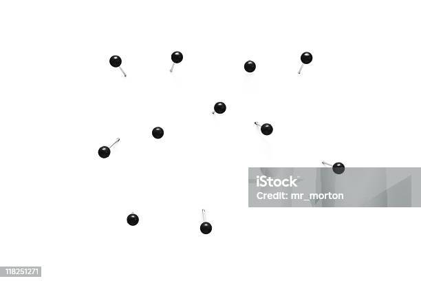 Black Map Pins Stock Photo - Download Image Now - Thumbtack, Straight Pin, Cut Out