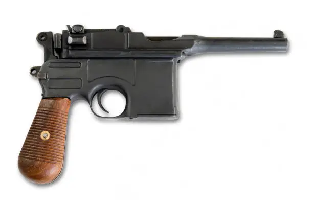 Photo of German Broomhandle Pistol.