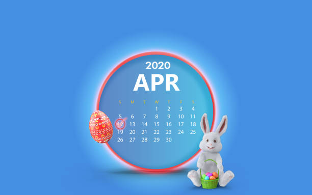 istock 12 April 2020 Round Shiny Calendar For Easter on Blue 1182518374