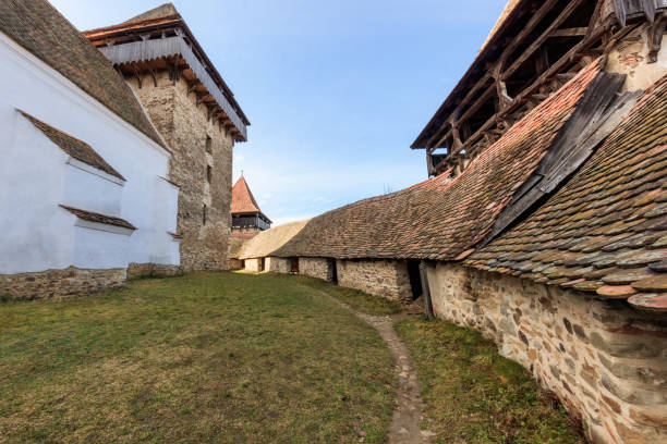 Viscri fortified church. Transylvania, Romania stock photo