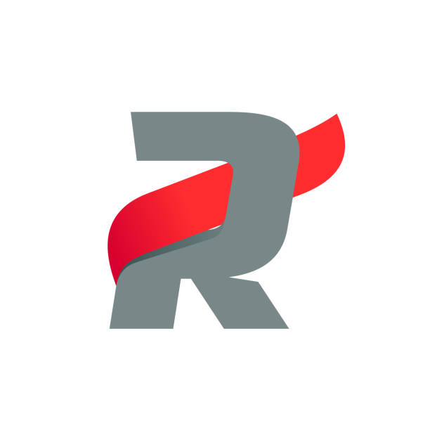 R letter logo with fast speed red wing. Typeface, vector design template elements for sport, race, aviation etc. car logo with wings stock illustrations
