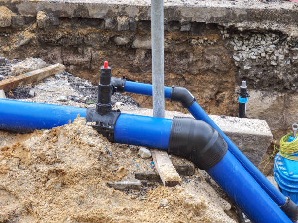 istock Plastic tubes for drink water. Reneval potable water system 1182519695