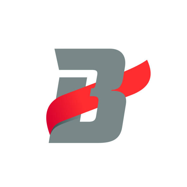 B letter logo with fast speed red wing. Typeface, vector design template elements for sport, race, aviation etc. fire letter b stock illustrations