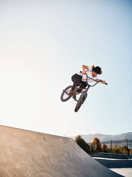 istock Bicycle Rider in a Skate Park 1182522460