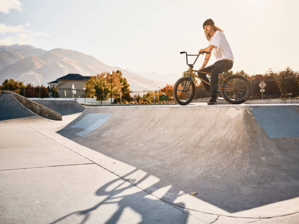 istock Bicycle Rider in a Skate Park 1182522617